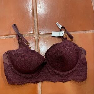 Aerie Deep Burgundy Lace Bra NYT